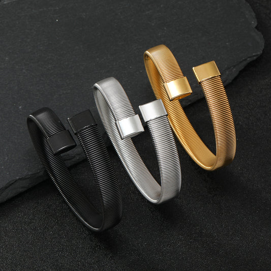 Stainless Steel Simple Style Solid Color Plating Bangle