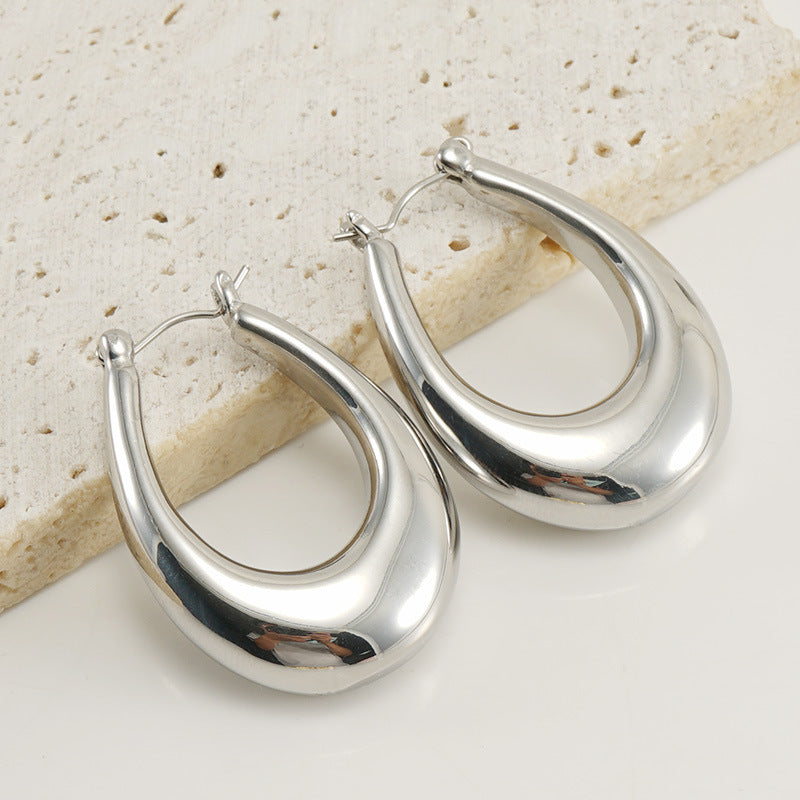 1 Pair Simple Style U Shape Polishing Stainless Steel Hoop Earrings