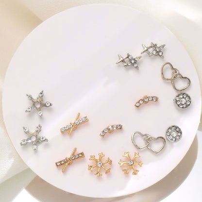 Cross-border cute little fresh ins style love snowflake fashion personality temperament earrings set
