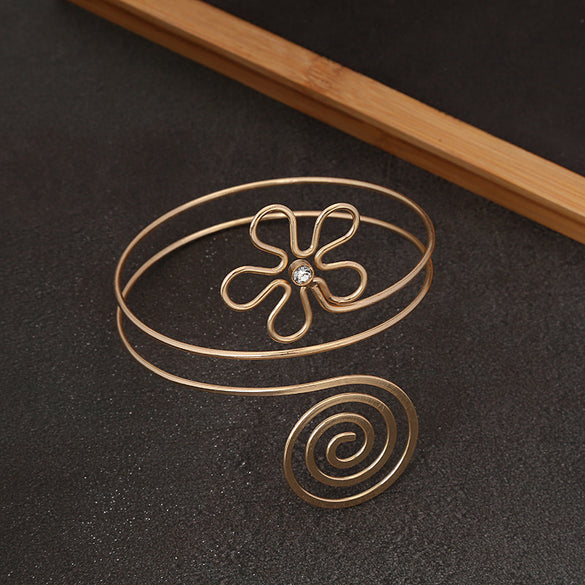 Hot Selling Arm Jewelry Multilayer Spiral Flower Armband Metal Exaggerated Punk Performance Arm Jewelry