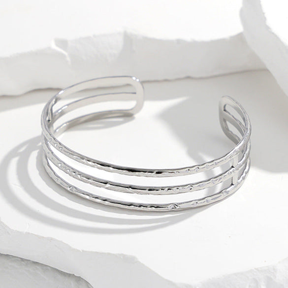 Expressive Stripe Stainless Steel Electroplating Bangles