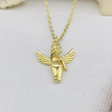 Artistic Angel Copper Plating 18k Gold Plated Pendant Necklace