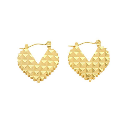 Cross-border European and American new stainless steel bead heart earrings earrings fashion creative and versatile temperament stud earrings for women