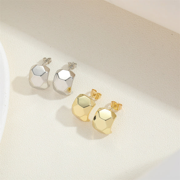 Cross-border hot-selling light luxury, high-end football-type design, textured earrings, niche and versatile, ins-style personalized earrings for women