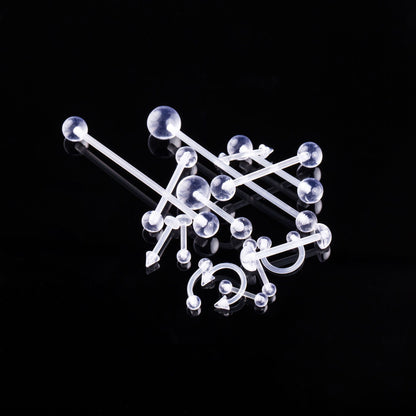 Fashion Solid Color Arylic Belly Ring Tongue Nail 15 Pieces