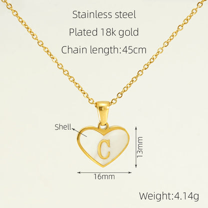 Cross-border hit 26 English letters love inlaid shell necklace female European and American temperament versatile stainless steel letter pendant
