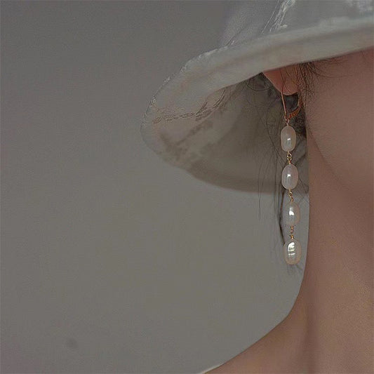 1 Pair Elegant Retro Geometric Freshwater Pearl Drop Earrings