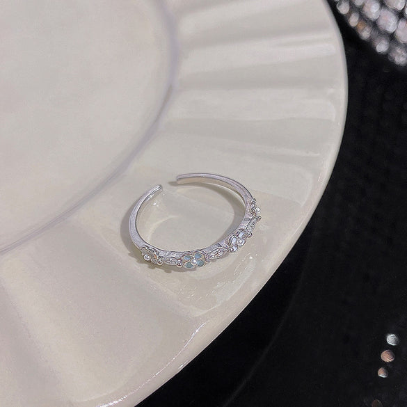 ins style silver zircon ring women's light luxury niche high-end sense open ring ring versatile temperament jewelry wholesale