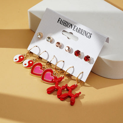 Cartoon Style Heart Shape Alloy Plating Acrylic Rhinestones Women's Earrings