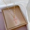 Minimalist Geometric Titanium Steel Diamond Inlay Necklaces