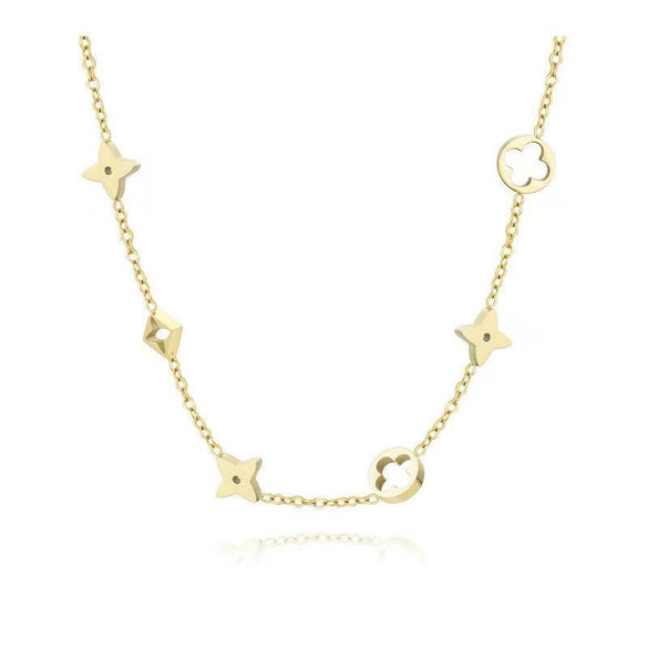 Moderate Luxury Geometric Titanium Steel 18K Gold Plated Necklaces