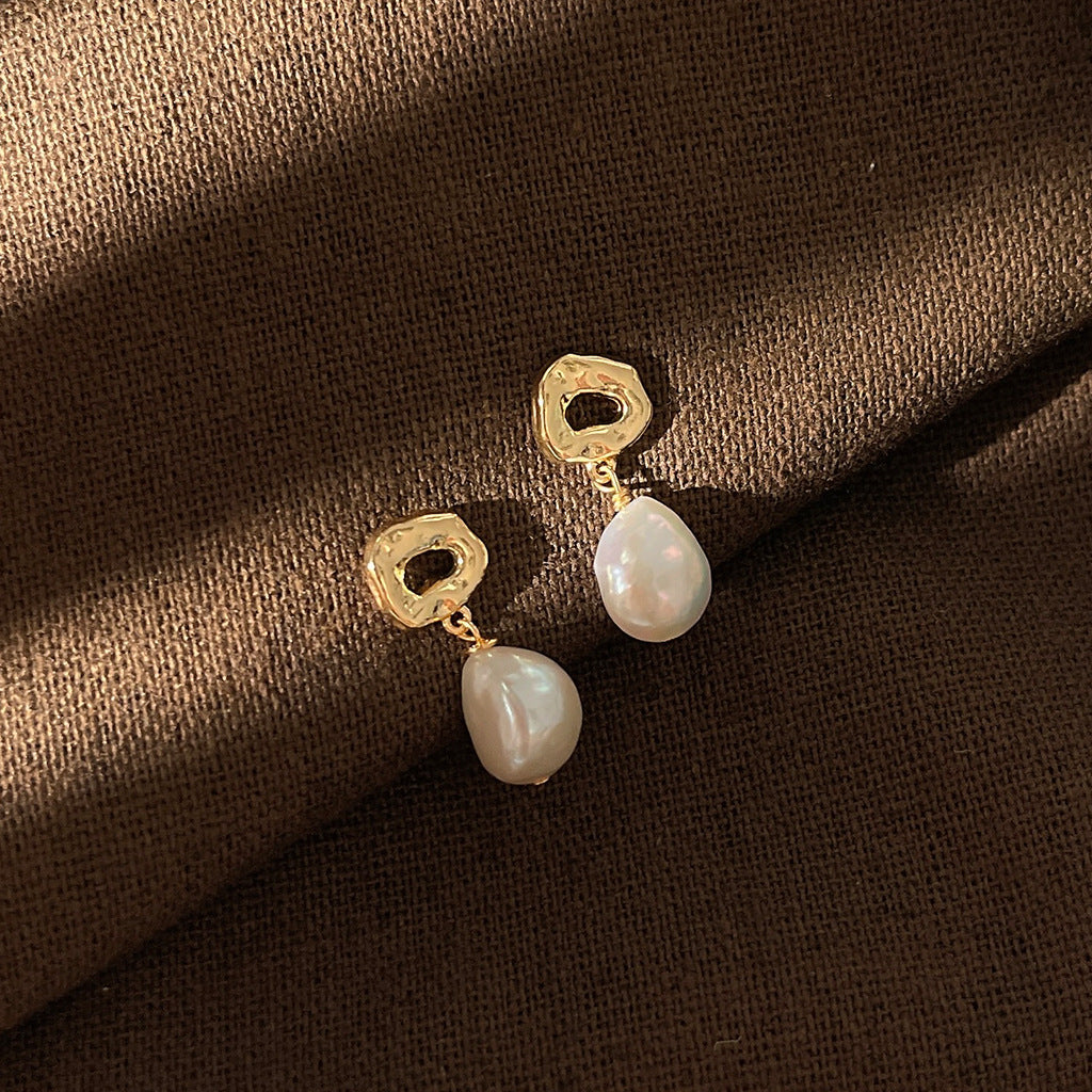 1 Pair Baroque Style Irregular Water Droplets Freshwater Pearl Drop Earrings