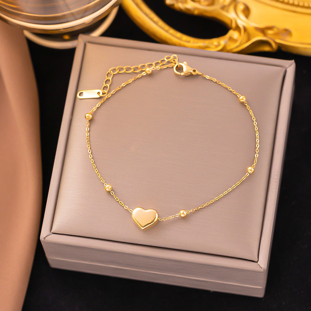 Wholesale Ig Style Heart Shape Titanium Steel Bracelets Anklet Necklace