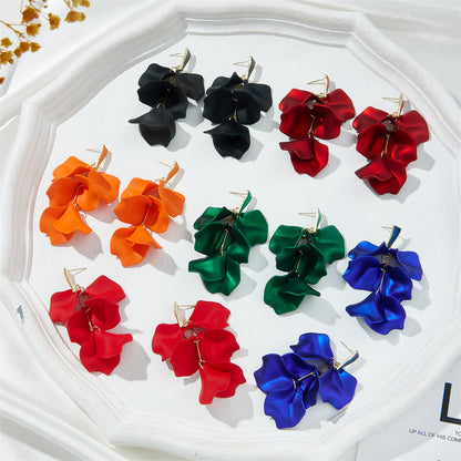 Sweet Simple Style Petal Arylic Stoving Varnish Women's Drop Earrings