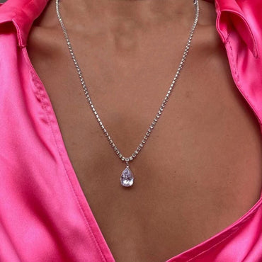 Simple Style Water Droplets Solid Color Rhinestone Wholesale Pendant Necklace