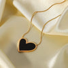 Princess Cute Simple Style Heart Shape Stainless Steel Plating Inlay Shell 18k Gold Plated Earrings Necklace