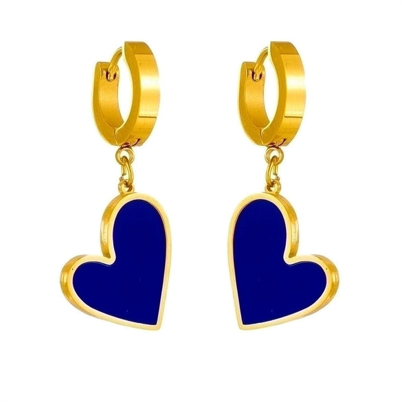 Princess Cute Simple Style Heart Shape Stainless Steel Plating Inlay Shell 18k Gold Plated Earrings Necklace
