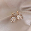 Retro Flower Copper Inlay Zircon Drop Earrings Ear Studs 1 Pair