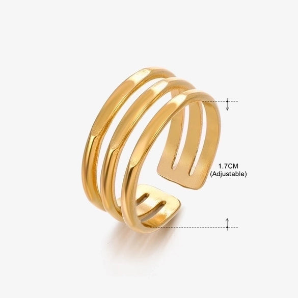 Retro Geometric Stainless Steel Plating Open Rings
