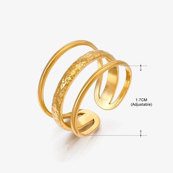 Retro Geometric Stainless Steel Plating Open Rings