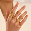 Retro Geometric Stainless Steel Plating Open Rings