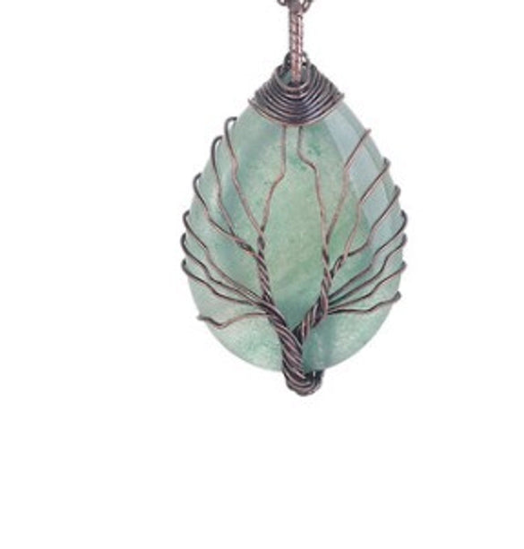 Retro Tree Water Droplets Natural Stone Crystal Charms