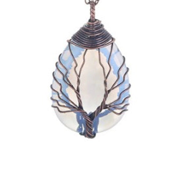 Retro Tree Water Droplets Natural Stone Crystal Charms