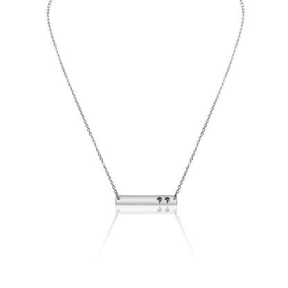 Polished Stainless Steel Horizontal Stampable Birthstone Bar Necklace / SBB00114