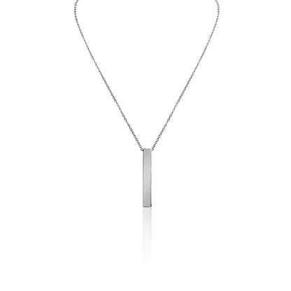 Large Square 4-Sided Vertical Bar Polished Stainless Steel Necklace / SBB0123