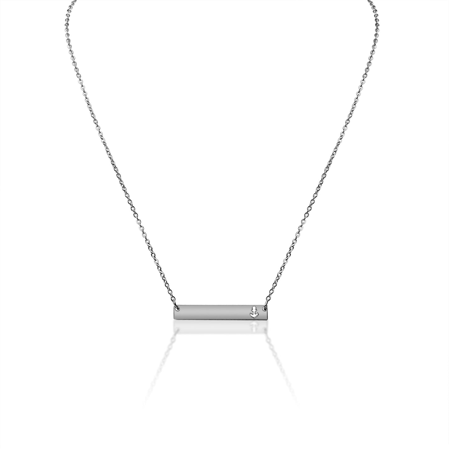 Anchor Cutout Horizontal Stainless Steel Bar Necklace / SBB0157
