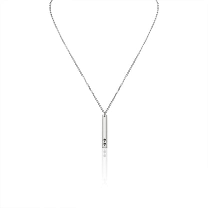 Polished Stainless Steel Vertical Stampable Birthstone Necklace / SBB0166