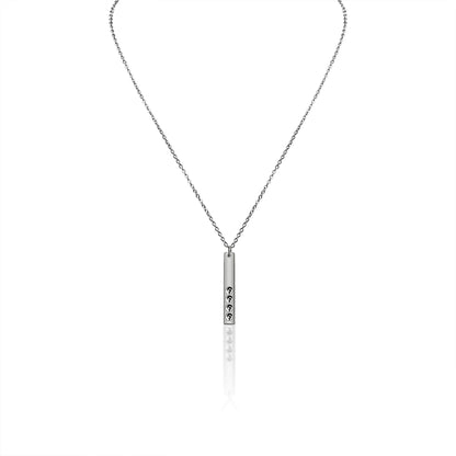 Polished Stainless Steel Vertical Stampable Birthstone Necklace / SBB0166