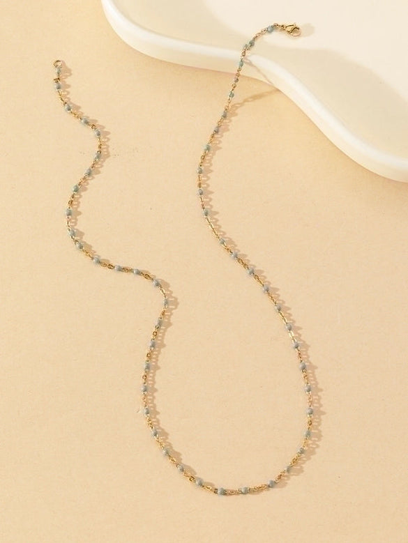 Shiny Solid Color Stainless Steel Chain Necklace