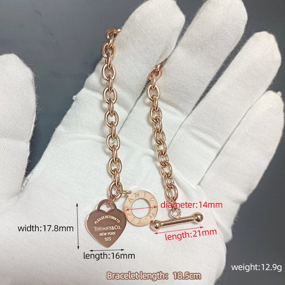 Simple Style Commute Heart Shape Titanium Steel Bracelets