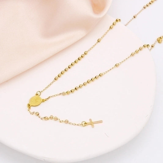 Simple Style Cross Stainless Steel Pendant Necklace