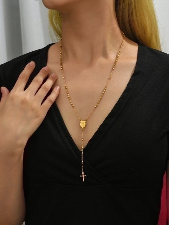 Simple Style Cross Stainless Steel Pendant Necklace