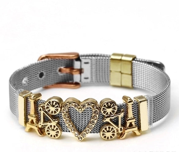 Simple Style Heart Shape Stainless Steel Plating Bangle