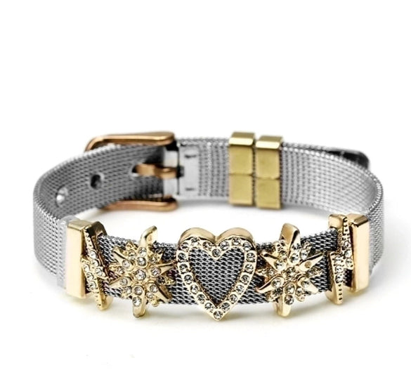 Simple Style Heart Shape Stainless Steel Plating Bangle
