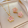 Simple Style Rhombus Bow Knot Copper Plating Inlay Zircon Jewelry Set
