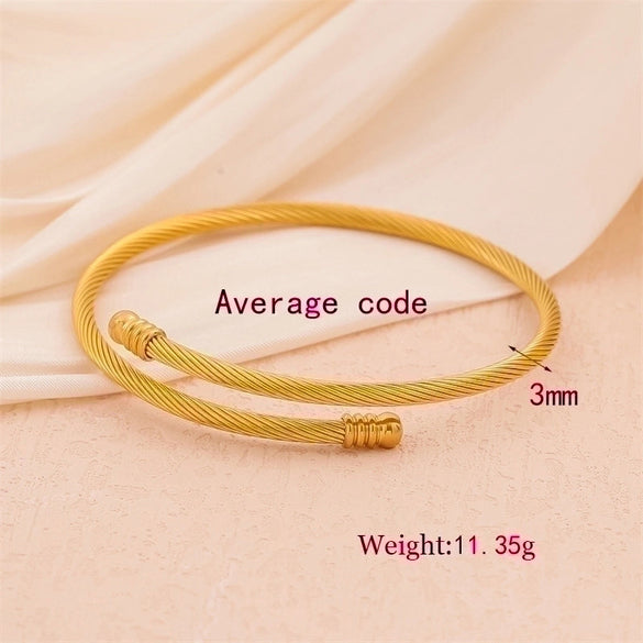 Simple Style Solid Color Stainless Steel Plating 18k Gold Plated Bracelets