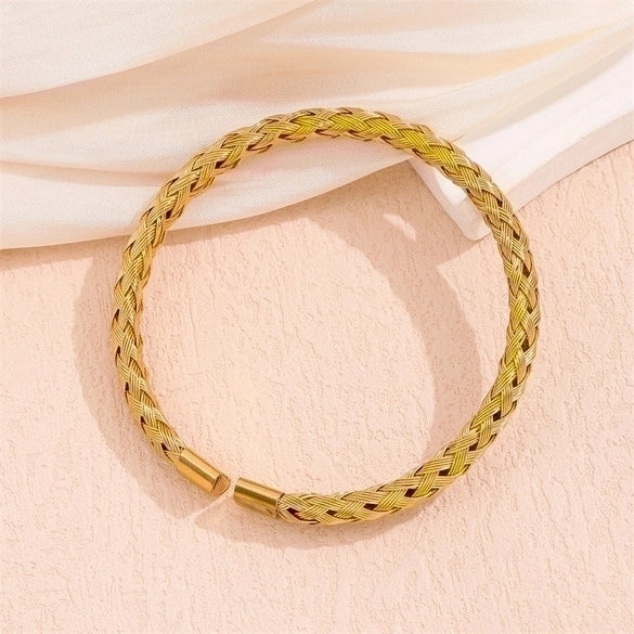Simple Style Solid Color Stainless Steel Plating 18k Gold Plated Bracelets