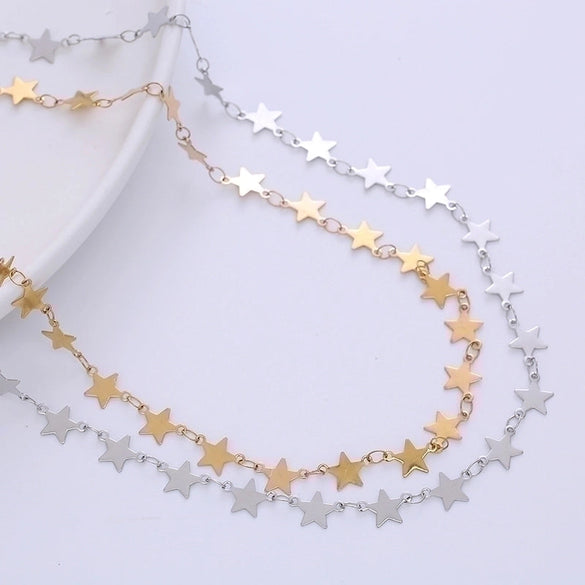 Simple Style Star Stainless Steel Plating Chain Choker