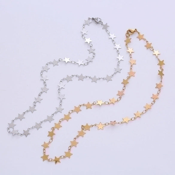 Simple Style Star Stainless Steel Plating Chain Choker