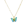 Sweet Butterfly Titanium Steel Artificial Gemstones Pendant Necklace In Bulk