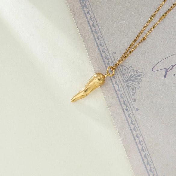 Tide Brand Titanium Steel Pepper Pendant Necklace Simple Sweater Chain