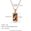 Vintage Style Star Rectangle Stainless Steel Plating Inlay Rhinestones Zircon 18k Gold Plated Pendant Necklace