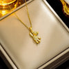 Wholesale Elegant Streetwear Little Bear Titanium Steel Plating 18k Gold Plated Pendant Necklace