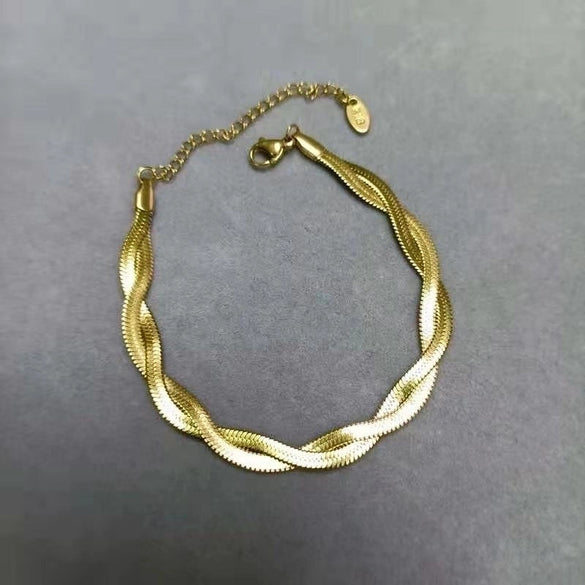 Wholesale Retro Solid Color Titanium Steel Plating 18k Gold Plated Bracelets Necklace