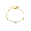 Wholesale Sweet Flower Stainless Steel Beaded Plating Inlay 14k Gold Plated Freshwater Pearl Bracelets Necklace