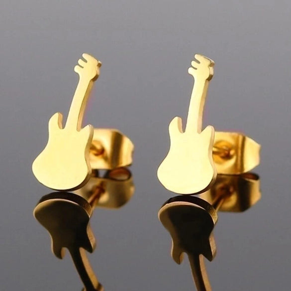 Women's Fashion Violin Stainless Steel No Inlaid Ear Studs Stainless Steel Earrings